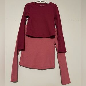 btween Long Sleeve Shirt Set - Burgundy and Rose Size 5